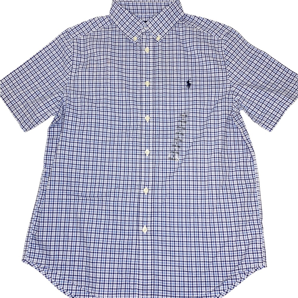 Ralph Lauren Plaid Short Sleeve Button Down Size Large (14/16) NWT